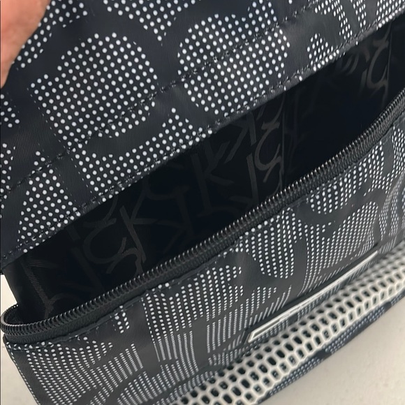 Calvin Klein Black and White Backpack with Monogram and Mesh Design - Picture 3 of 9
